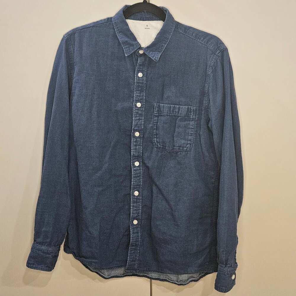 Muji Dark Wash Denim Long Sleeve Button-Down Shirt - Size Small